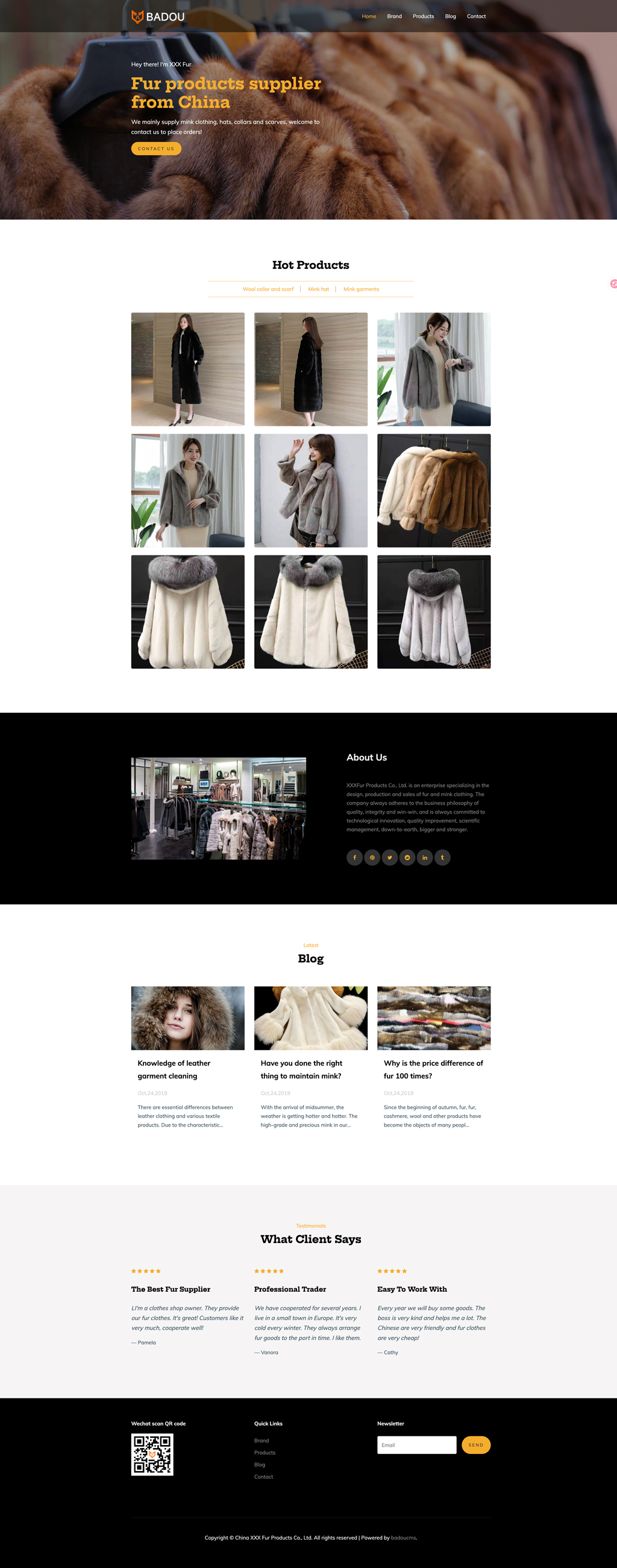 响应式英文皮草网站模板